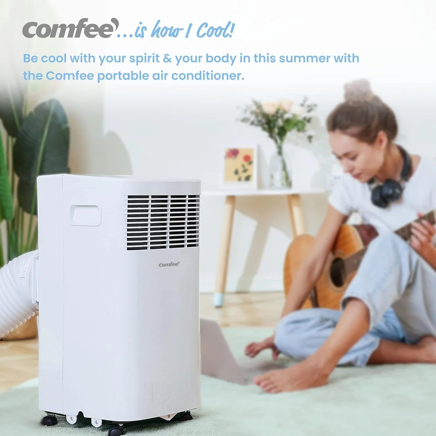 Comfee Mobiles Klimagerät MPPH-09CRN7, 9000 BTU 2,6kW, Kühlen&Ventilieren&Entfeuchten, Raumgröße bis 88m³(33㎡), Mobile Klimaanlage mit Abluftschlauch