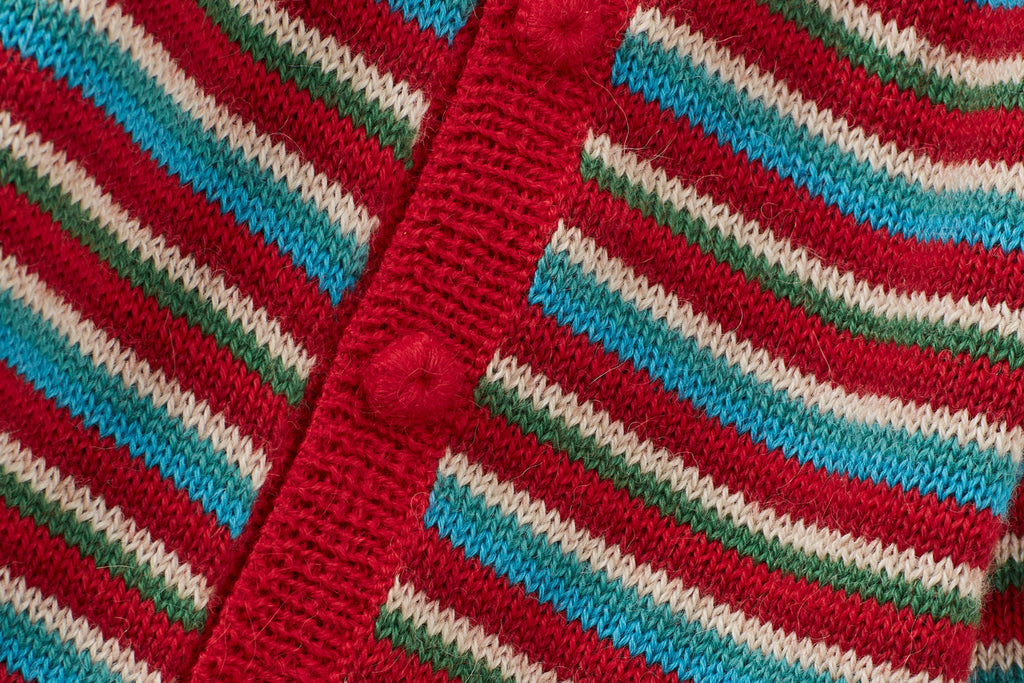 Baby Alpaca Cardigan, Multi Stripe