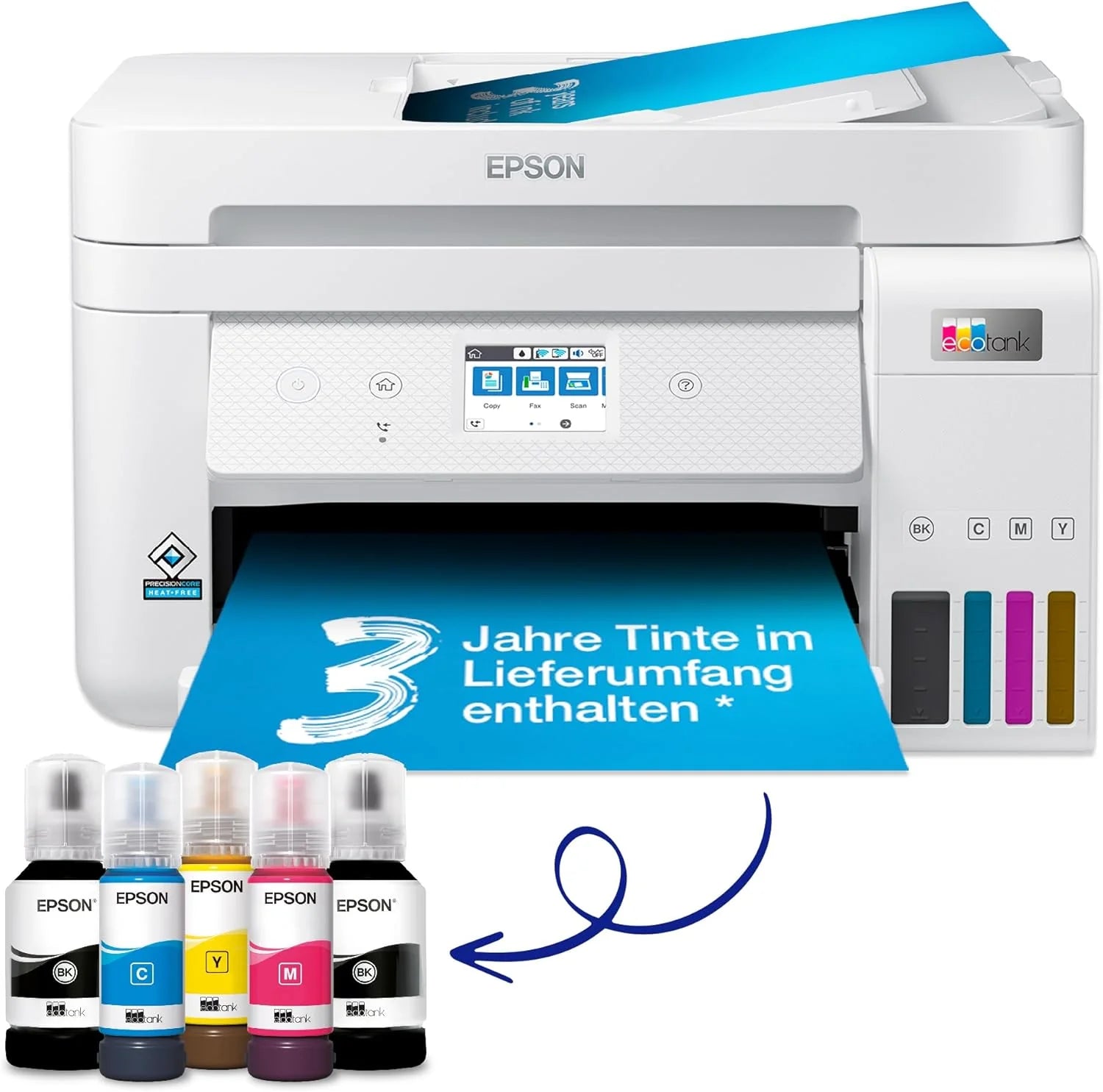 Epson EcoTank ET-4800 A4-Multifunktions-Wi-Fi-Tintentankdrucker, mit einem im Lieferumfang enthaltenen Vorrat an Tinten bis zu 3 Jahren