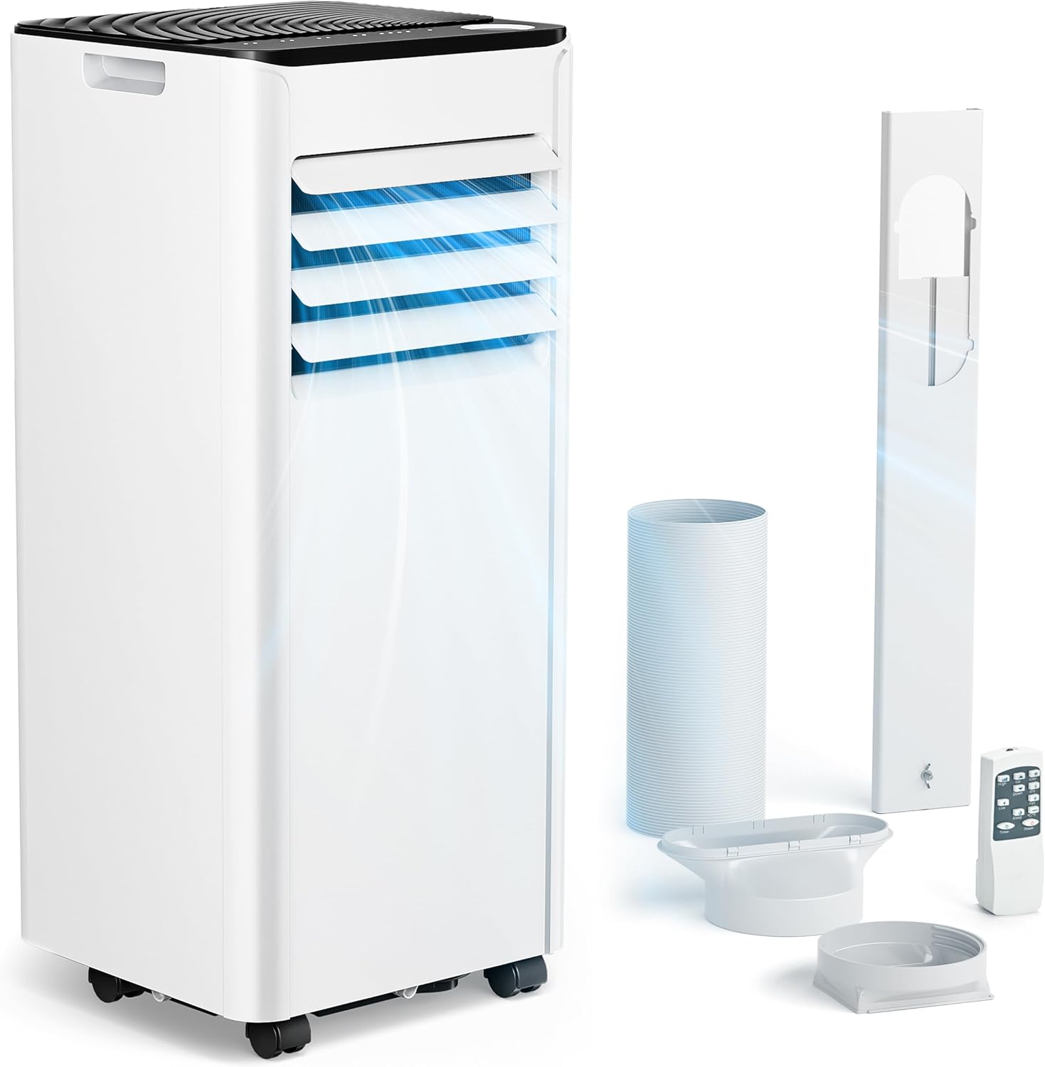Mobile Klimaanlage 9000 BTU mit Abluftschlauch | 4-in-1 Mobiles Klimagerät | Leiser Betrieb