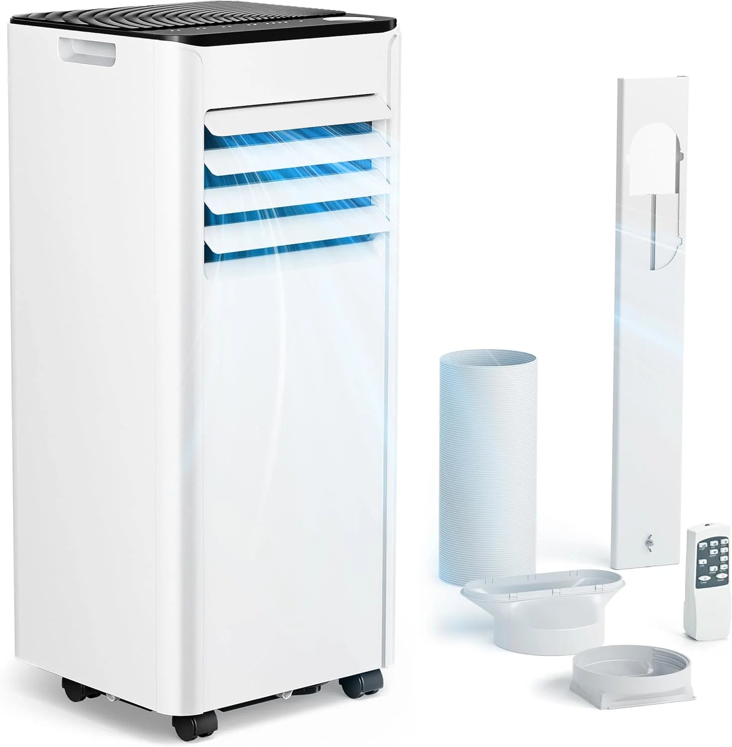 Mobile Klimaanlage 9000 BTU mit Abluftschlauch | 4-in-1 Mobiles Klimagerät | Leiser Betrieb