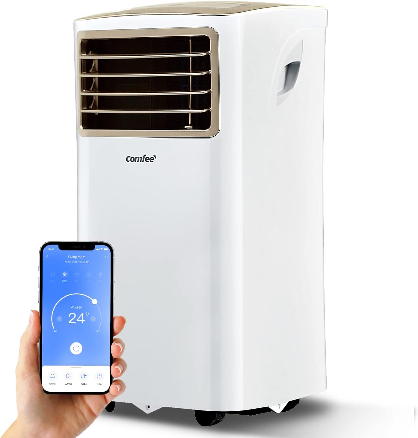 Comfee Mobiles Klimagerät MPPH-09CRN7, 9000 BTU 2,6kW, Kühlen&Ventilieren&Entfeuchten, Raumgröße bis 88m³(33㎡), Mobile Klimaanlage mit Abluftschlauch