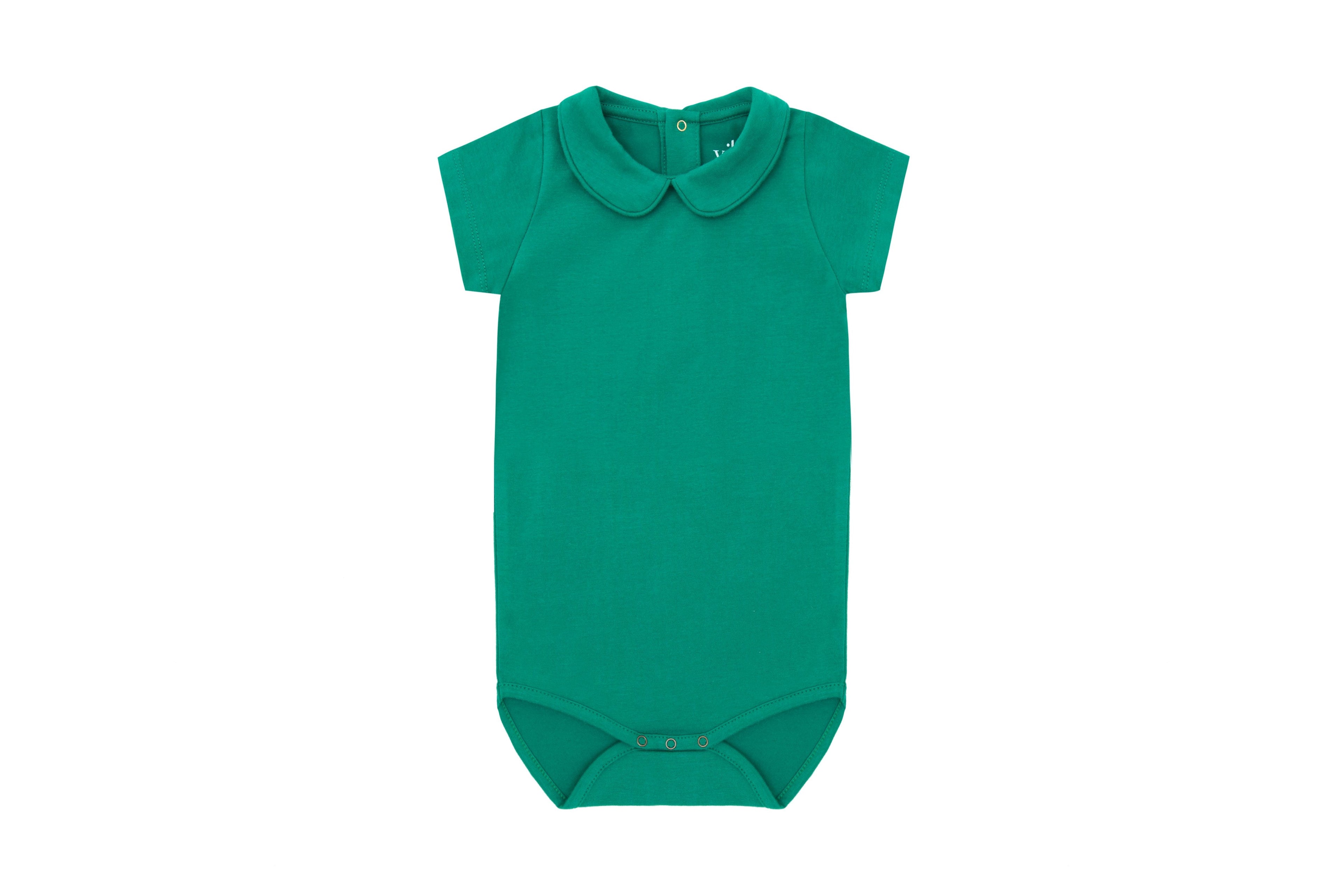 SS Organic Cotton Collared Bodysuit - Happy Green