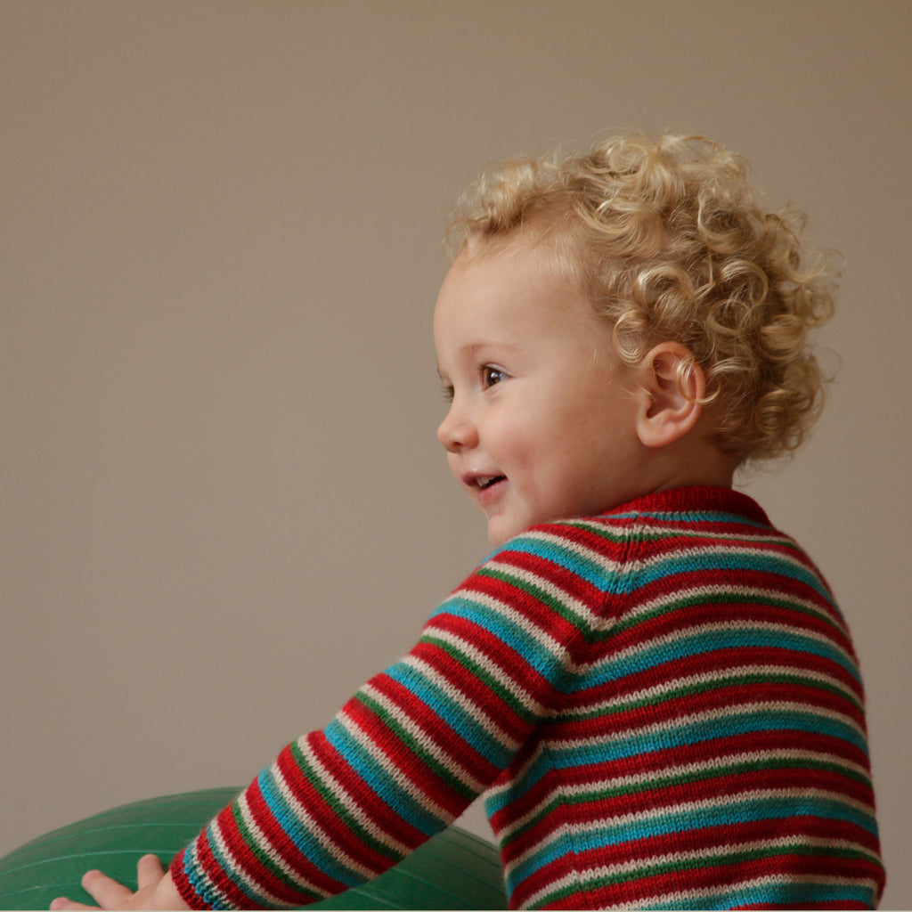 Baby Alpaca Cardigan, Multi Stripe