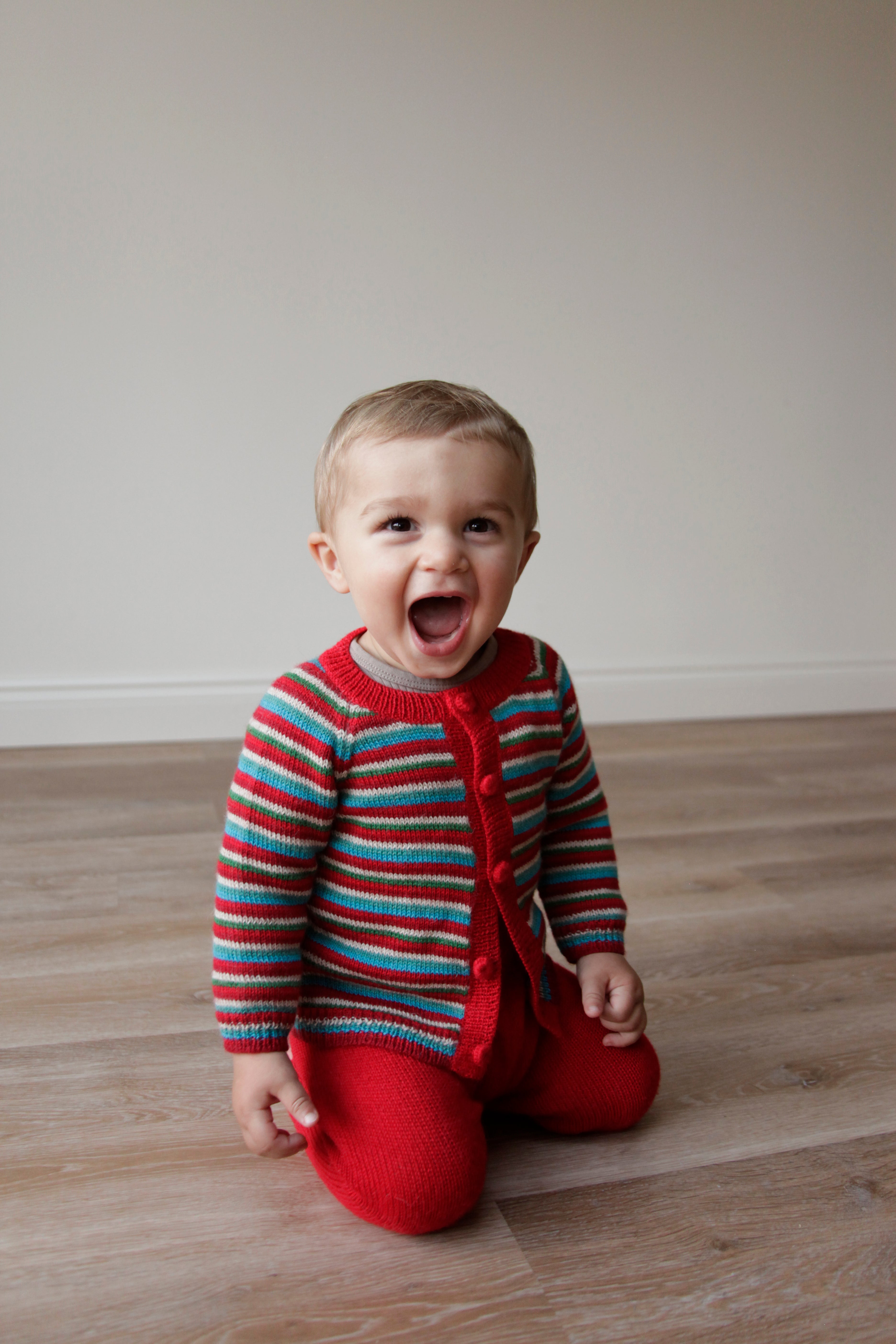 Baby Alpaca Cardigan, Multi Stripe