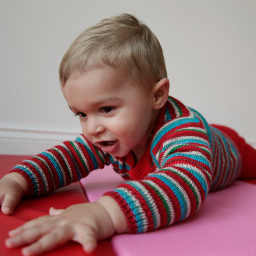 Baby Alpaca Cardigan, Multi Stripe