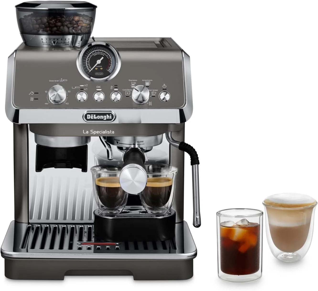 De'Longhi La Specialista Arte EC9155.MB Siebtrgermaschine, Espressomaschine mit Mahlwerk, 8 Mahlgrade, 15 Bar, 3 Temperaturen, Milchschaumdüse, 1300 W, 1,5 l Tank, Edelstahl/Schwarz inkl. Barista-Kit
