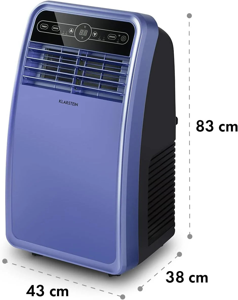 Klarstein Mobile Klimaanlage mit Abluftschlauch, 4-in-1 Klimagerät mit Ventilator, Luftentfeuchter & Nachtmodus, Kleine & Portable Klimaanlage für Wohnung & Büro, Niedriger Verbrauch, 9000 BTU